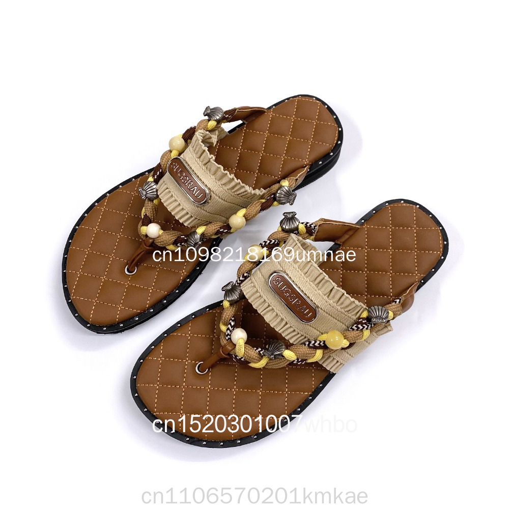 Flip Flop Leather Men - Новые женские тканые тапочки в стиле